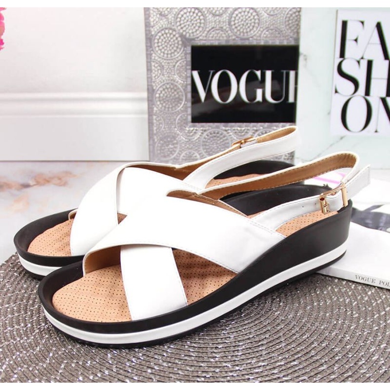 Sandales compensées Vinceza W JAN117B blanc blanche 2