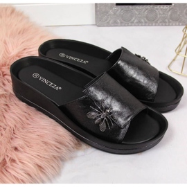Chaussons compensés avec un insecte Vinceza W JAN118A noir le noir 2