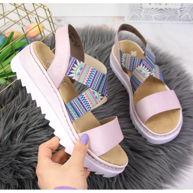 Rieker W RKR533 sandales en caoutchouc violet 1