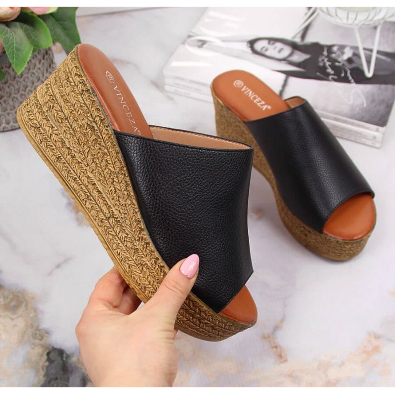 Chaussons compensés Vinceza W JAN98A noir 1