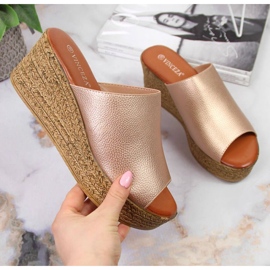 Chaussons compensés Vinceza W JAN98B doré 1