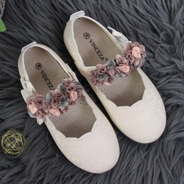 Ballerines velcro à fleurs Vinceza Jr JAN99A beige 4