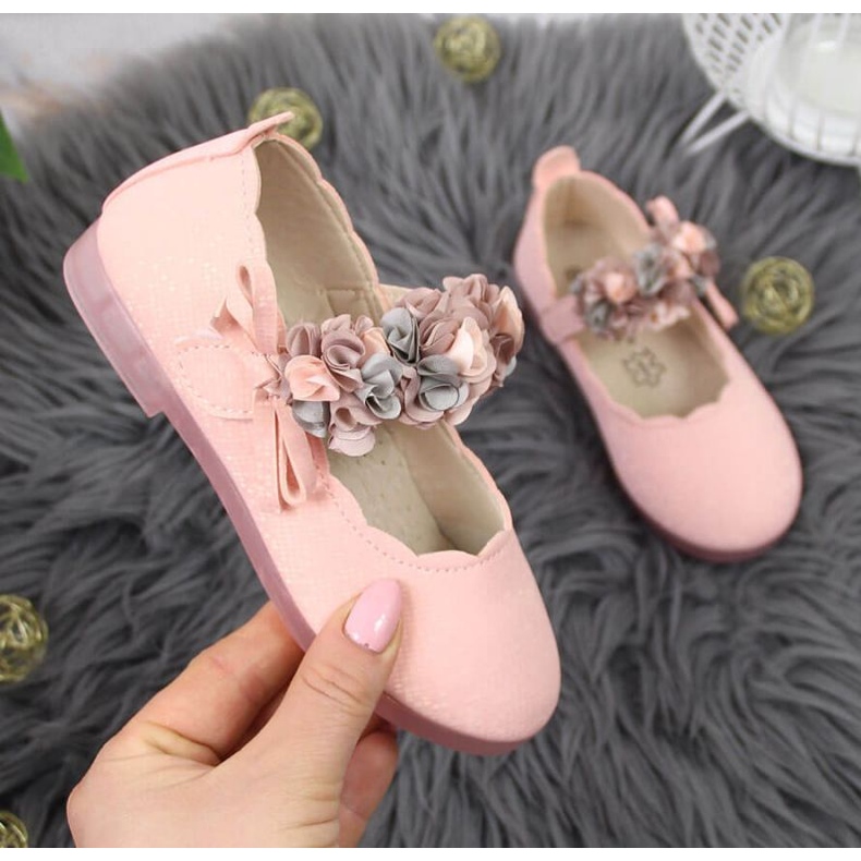 Ballerines velcro à fleurs Vinceza Jr JAN99B rose 1