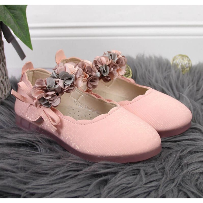 Ballerines velcro à fleurs Vinceza Jr JAN99B rose 2