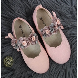 Ballerines velcro à fleurs Vinceza Jr JAN99B rose 4