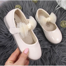 Ballerines velcro à nœud Vinceza Jr JAN100B beige 1