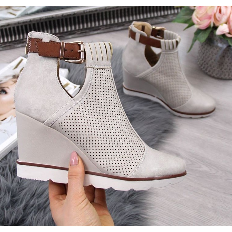 Baskets compensées ajourées Filippo W PAW117A beige 1