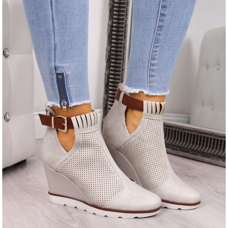 Baskets compensées ajourées Filippo W PAW117A beige 2