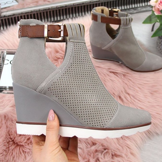 Baskets compensées ajourées grises Filippo W PAW117B 1