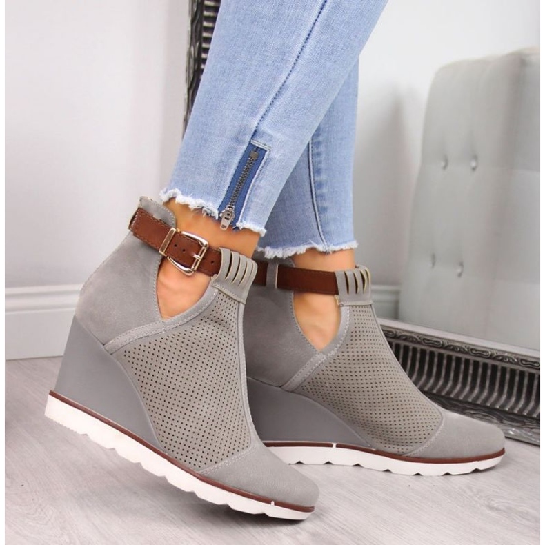 Baskets compensées ajourées grises Filippo W PAW117B 2