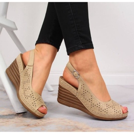 Sandales compensées eVento W EVE349B beige 2