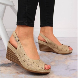 Sandales compensées eVento W EVE349B beige 3