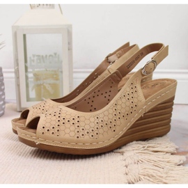Sandales compensées eVento W EVE349B beige 5