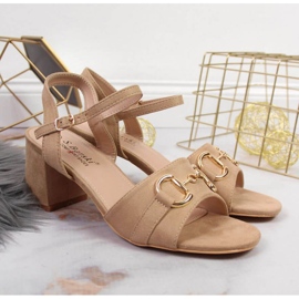 Sandales sur le poteau avec l'ornement S. Barski W OLI158B beige 2 Sandales sur le poteau avec l'ornement S. Barski W OLI158B beige 2