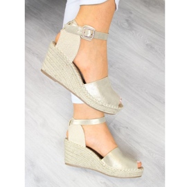 Sandales espadrilles sur le talon compensé eVento W EVE68A or d'or 4