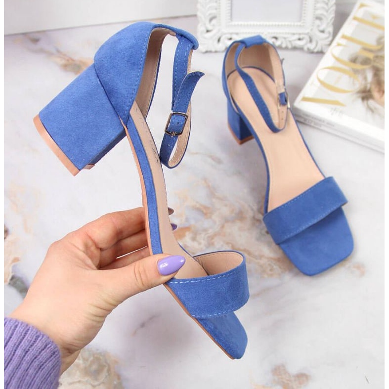 Sandales sur le poste de Vinceza W JAN107B bleu 1