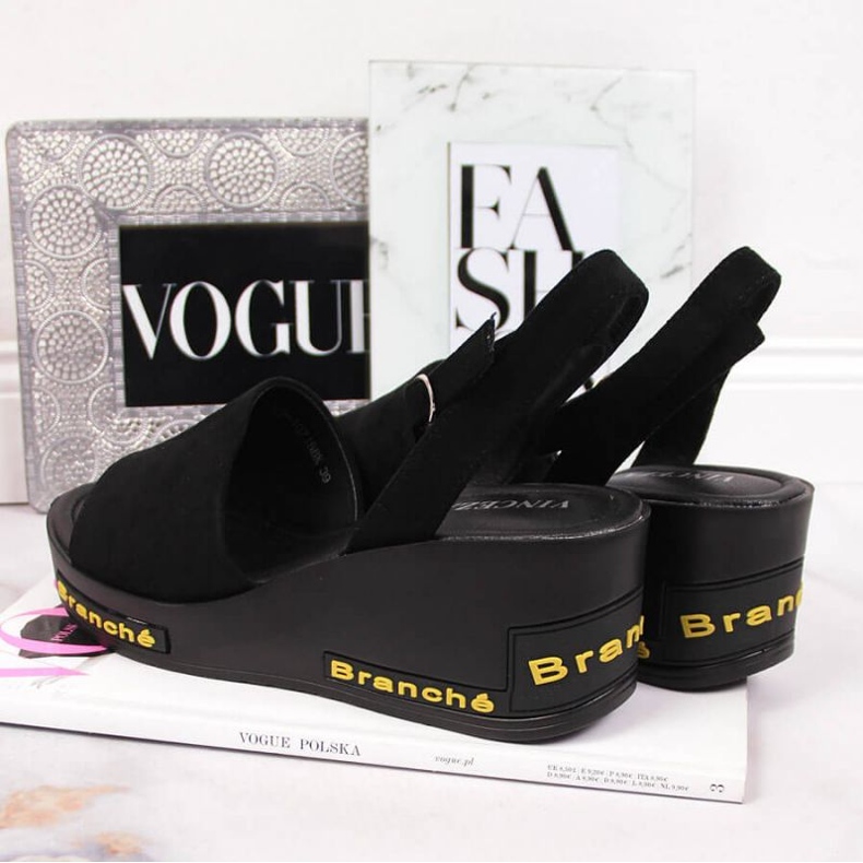 Sandales compensées Vinceza W JAN108A noires 2