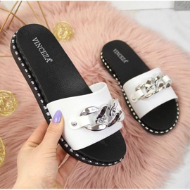 Chaussons avec une chaîne Vinceza W JAN111B blanc 1