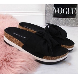 Pantoufles noires avec nœud à plateforme Vinceza W JAN112A 2