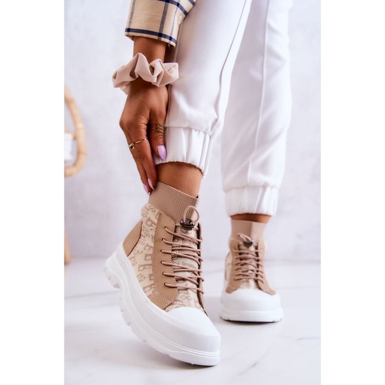 FW1 Baskets à la mode High Sock Beige Collin 1