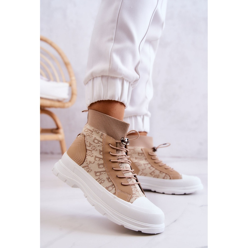 FW1 Baskets à la mode High Sock Beige Collin 2