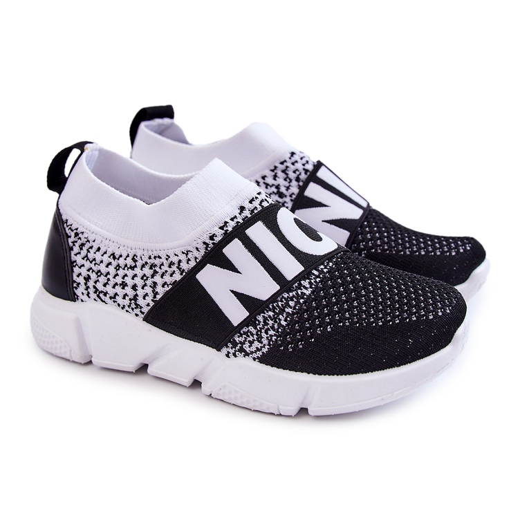 PA1 Chaussures de sport à enfiler pour enfants Cobby noir et blanc 1