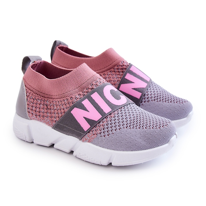 PA1 Chaussures Sport Slip-On Enfant Rose-Gris Cobby 1