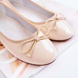 S.Barski Ballerines enfant laquées à nœud Beige Cassie 2
