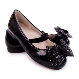 S.Barski Ballerines enfant laquées à nœud Noir Zolly le noir 1