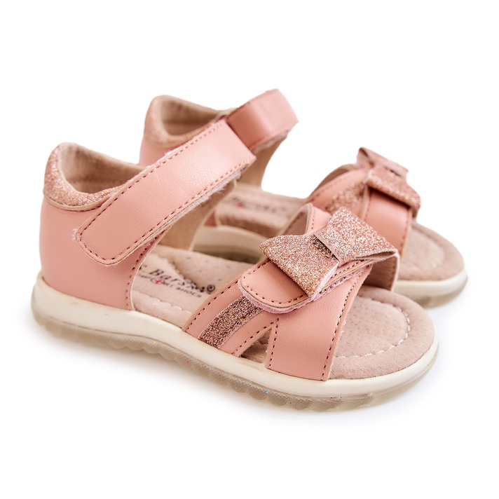S.Barski Sandales Enfant Cuir Avec Velcro Rose Lolly 2