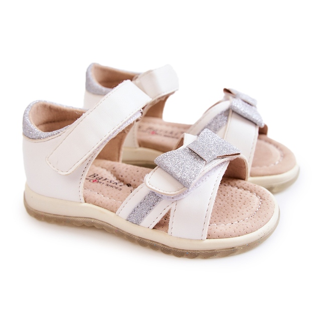 S.Barski Sandales Enfant Cuir Avec Velcro Blanc Lolly 1