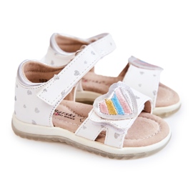 S.Barski Sandales Cuir Enfant Avec Cœur Blanc Elianna 2