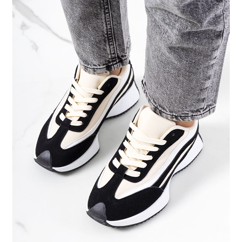 Baskets femme Hofste noires beige 1 Baskets femme Hofste noires beige 1