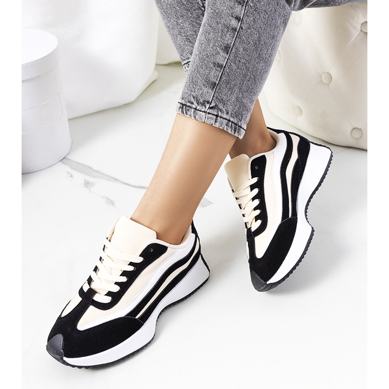 Baskets femme Hofste noires beige 2 Baskets femme Hofste noires beige 2