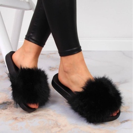 Chaussons en fourrure Vinceza W JAN97A noirs 2