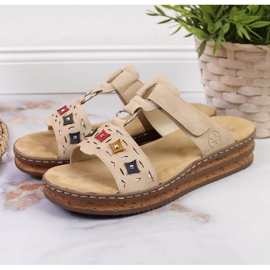 Rieker W RKR517 chaussons compensés beiges 2