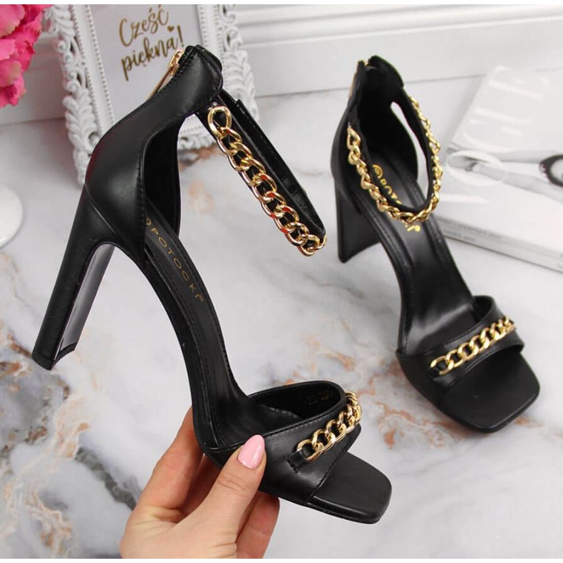 Sandales à tige avec chaîne Potocki W WOL70A noir le noir 1