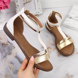 Sandales romaines Potocki W WOL73B blanc blanche d'or 1