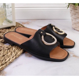 Chaussons noirs avec décoration Potocki W WOL74A 2
