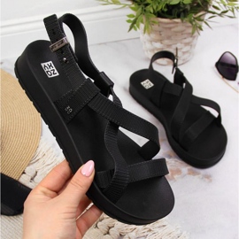Zaxy W INT1706 sandales romaines en caoutchouc noir le noir 1