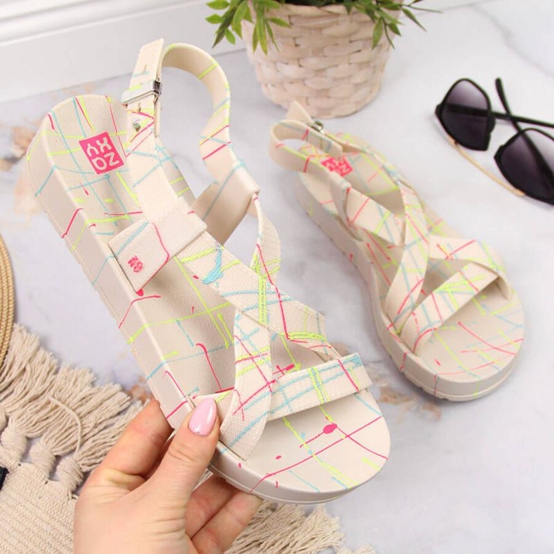 Zaxy W INT1709 sandales en caoutchouc beige 1