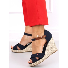 Sandales compensées Lamis Bleu bleu marine 2