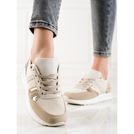 Sweet Shoes Baskets confortables classiques beige doré 2