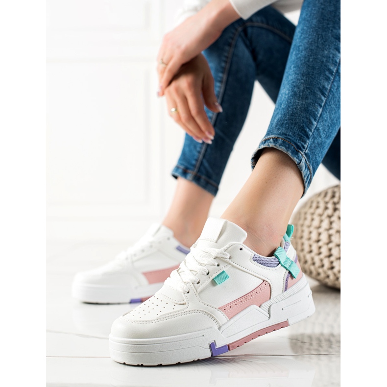 TRENDI Baskets colorées sur la plate-forme blanc violet bleu rose 1