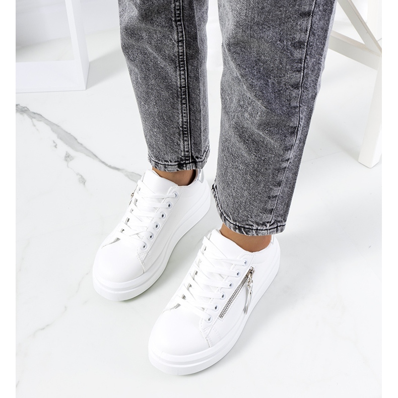 Baskets femme Tamis blanches et argentées 1