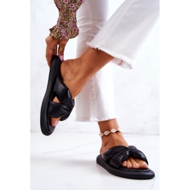 S.Barski Pantoufles en cuir à la mode pour femmes noires Savirra 2