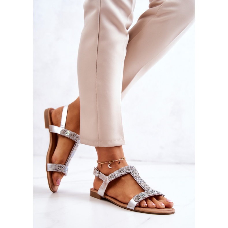 S.Barski Sandales pour femmes avec strass Silver Julies argent 1