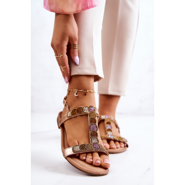 S.Barski Sandales Femme Avec Strass Or Rose Julies doré 1