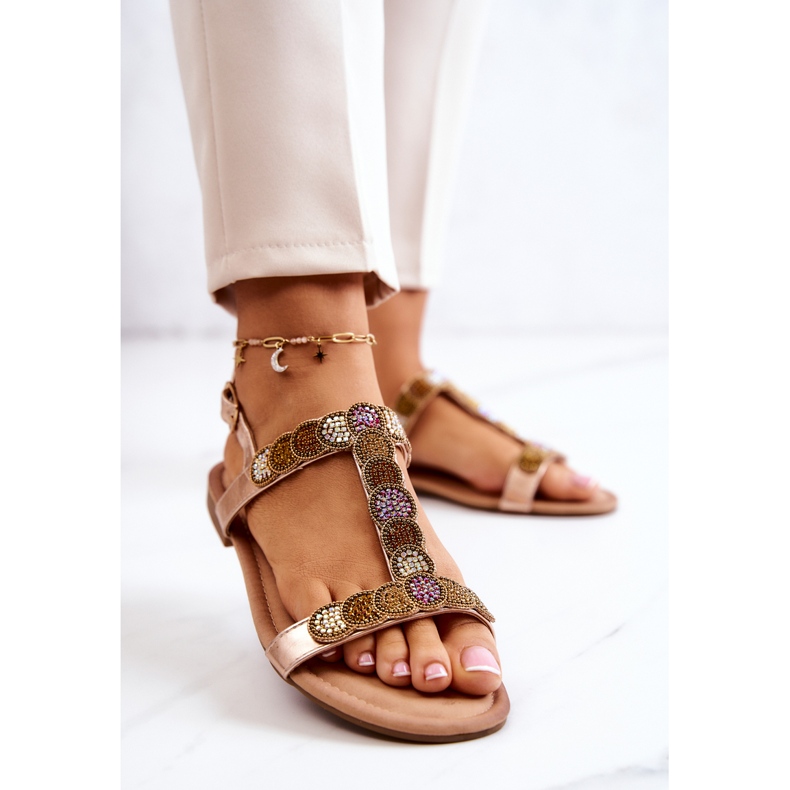 S.Barski Sandales Femme Avec Strass Or Rose Julies doré 2