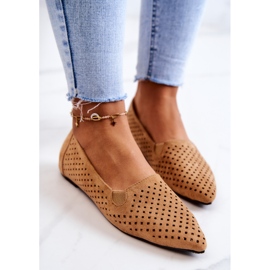 LU BOO Ballerines femme ajourées Slip-on Camel Rosario brun 4